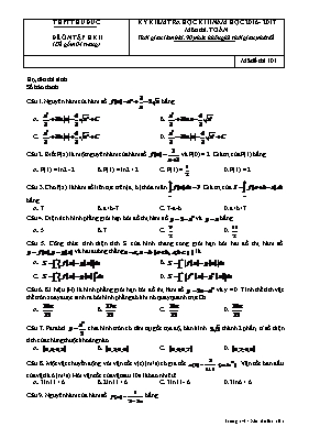 Đề kiểm tra học kì II môn thi. Toan học